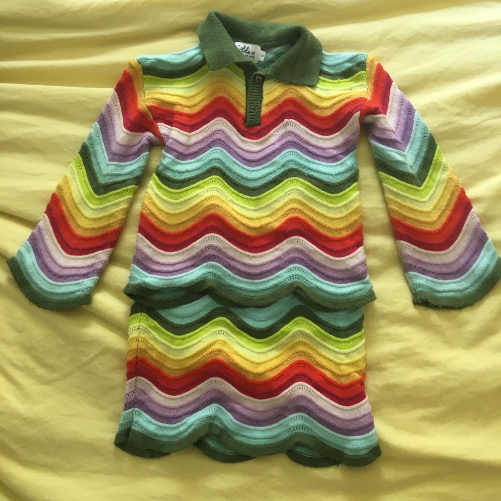 Colorful Striped matching sweater & skirt
